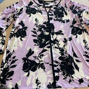 JM Collection Pink and Black Floral Blouse